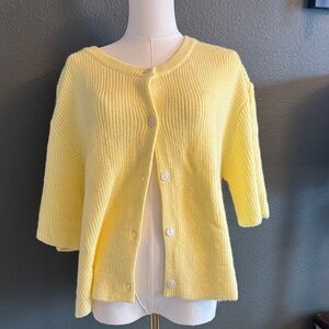 Yellow soft Button-Up Cardigan